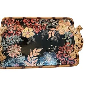 Floral Decorative Tray with Handles
